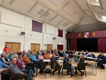 Bernard at Langham Parish Council surrounded by residents